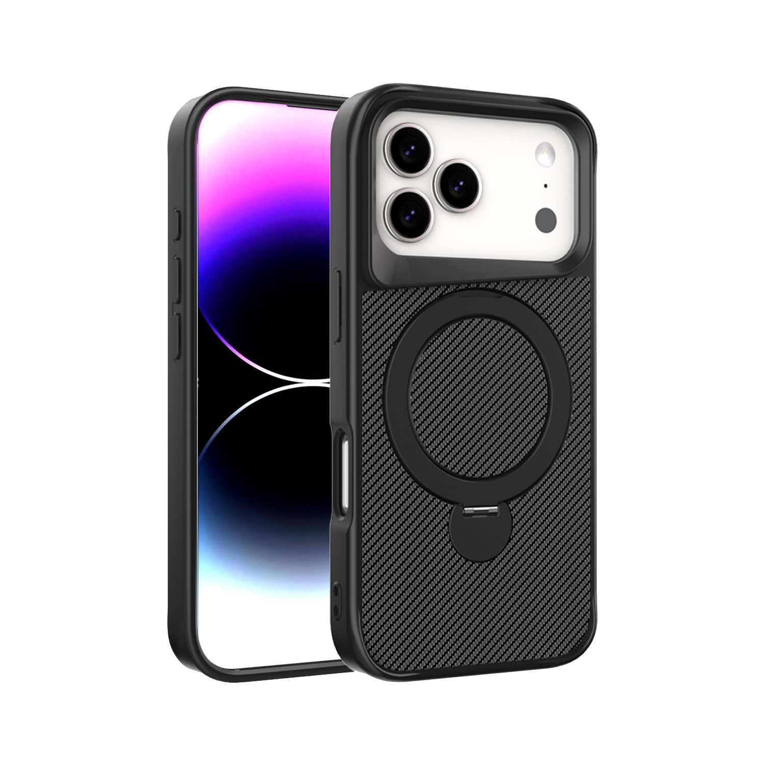 SAI KE Phone Case For Carbon Fiber Texture Magnetic Bracket