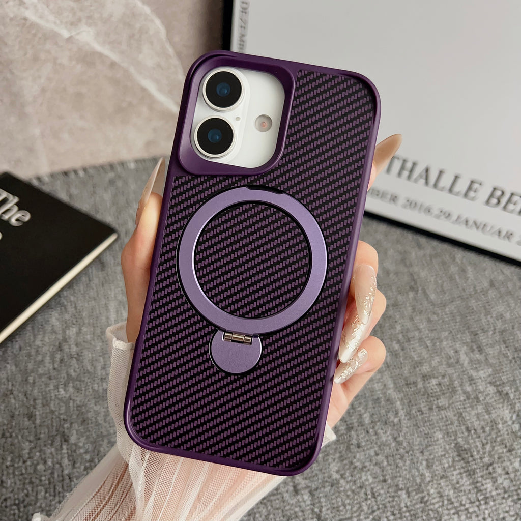 SAI KE Phone Case For Carbon Fiber Texture Magnetic Bracket