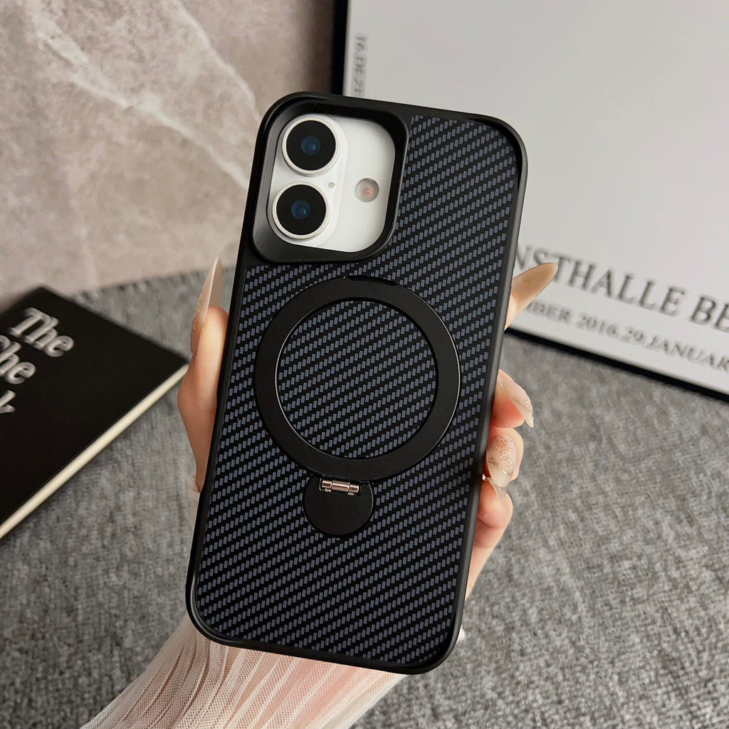 SAI KE Phone Case For Carbon Fiber Texture Magnetic Bracket