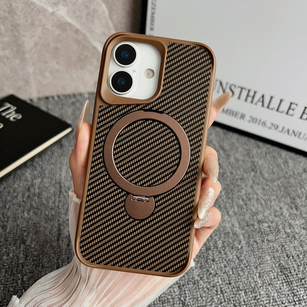 SAI KE Phone Case For Carbon Fiber Texture Magnetic Bracket