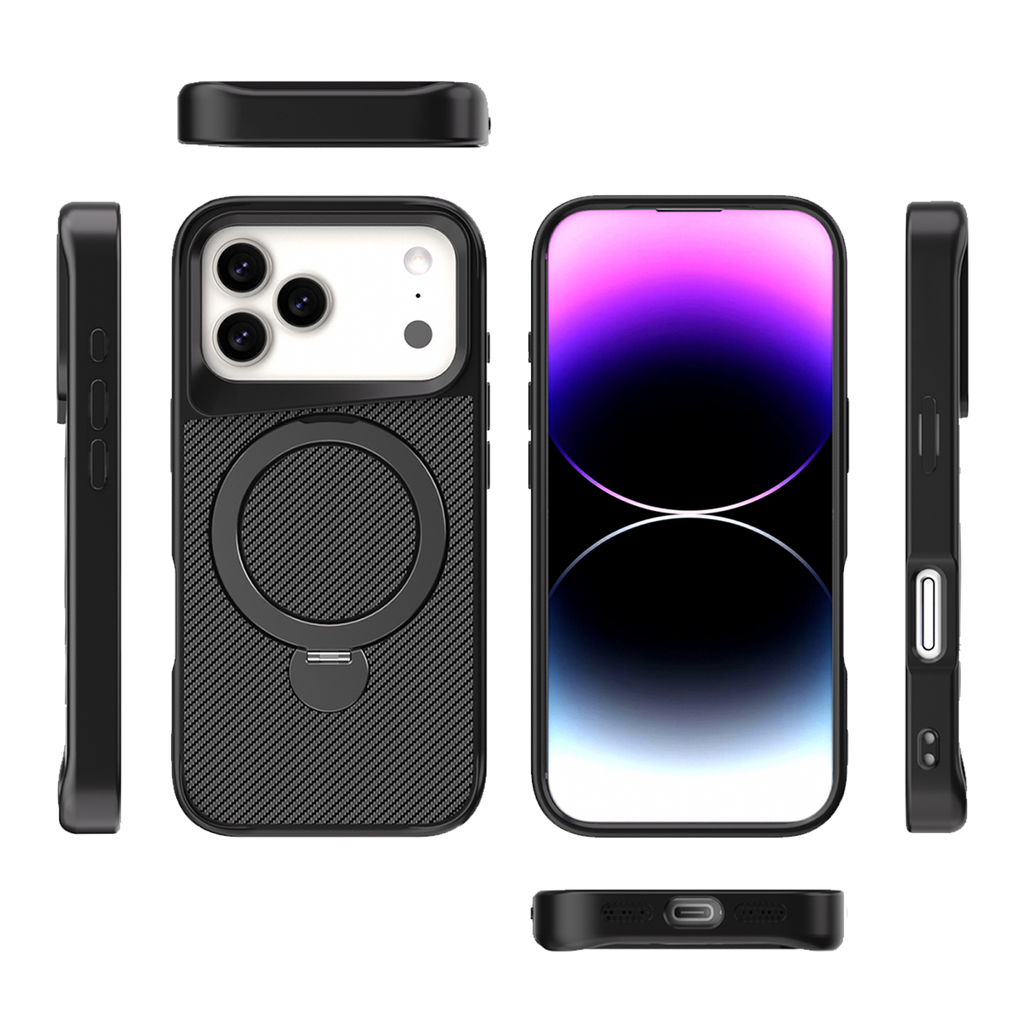 SAI KE Phone Case For Carbon Fiber Texture Magnetic Bracket